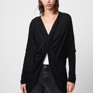 AllSaints Twist Wrap Sweater in Black - 0 (XS)